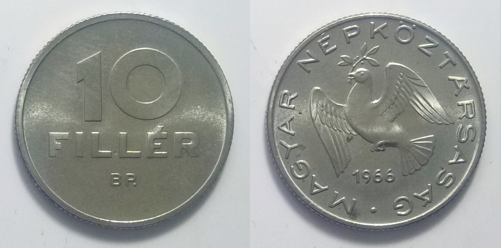 1966 10 fillér pénzérme